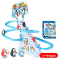 Electric Small Ducks Climbing Toys DIY Ducks Chasing Race Track Game Set with Lights & Music Roller Coaster Toy for Kids Gift