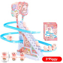 Electric Small Ducks Climbing Toys DIY Ducks Chasing Race Track Game Set with Lights & Music Roller Coaster Toy for Kids Gift